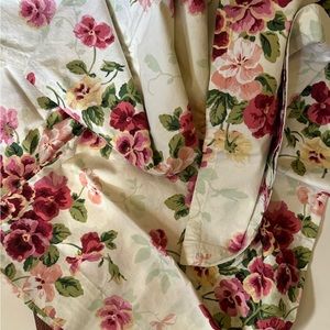 Pansy floral vintage fabric curtain panel 67 “